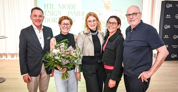 HTL-Direktor Michael Grünwald mit inside-G Heidi Mark und den beiden Organisatorinnen  Annemarie Prirsch und Corinna Stocker sowie dem ehemaligen HTL-Direktor Herbert Hug (v. li.)
