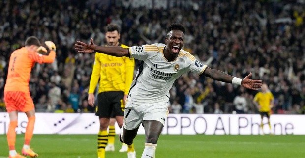 Vinicius Jr jubelt über seinen Treffer im CL-Finale gegen Borussia Dortmund.