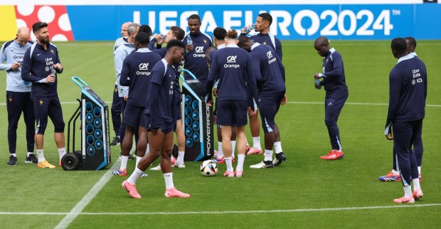 Spieler der französischen Nationalmannschaft beim Training.