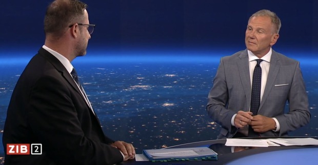 Screenshot: Hafenecker bei Wolf im Studio der ZIB 2