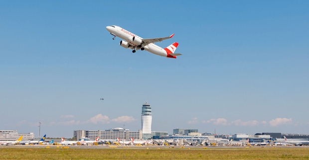 Maschine der Austrian Airlines beim Abflug | Credit: Flughafen Wien AG