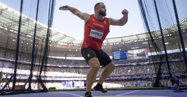 Lukas Weißhaidinger beim Diskuswurf im Olympiastadion