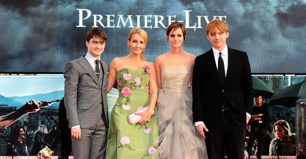Daniel Radcliffe, JK Rowling, Emma Watson und Rupert Grint
