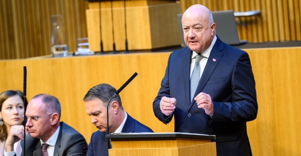 Bundeskanzler Christian Stocker (ÖVP) am Freitag, 7. März 2025, anl. einer Sondersitzung des Nationalrats mit Regierungserklärung im Parlament in Wien.