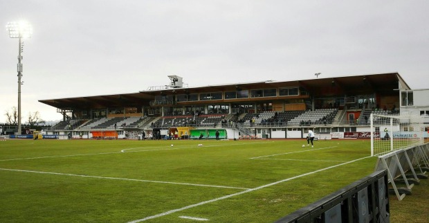 Übersicht der Lavanttal-Arena in Wolfsberg, aufgenommen am Samstag, 15. Februar 2025. Die Lavanttal-Arena ist die Spielstätte des Fußballvereins Wolfsberger AC