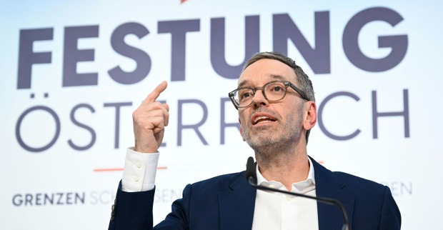 FPÖ-Chef Herbert Kickl im Rahmen einer Pressekonferenz.
