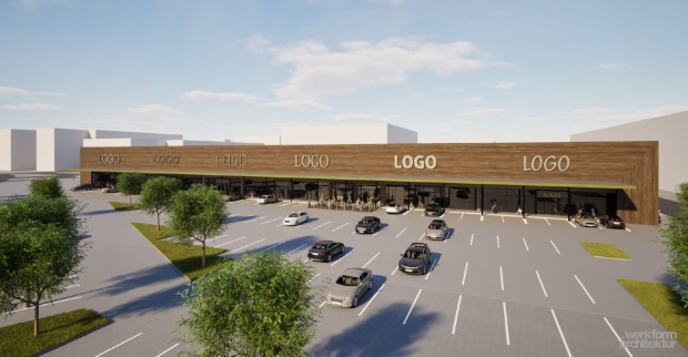 Rendering des neuen „Shopping Süd“-Fachmarktzentrum der Kovac Group