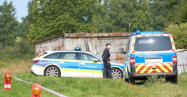 Polizeiabsperrung im deutschen Westerwald