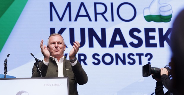 Mario Kunasek im Rahmen einer Veranstaltung der FPÖ im steirischen Landtagswahlkampf
