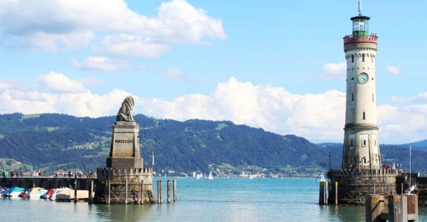 Hafen von Lindau mit Löwe Und Leuchtturm