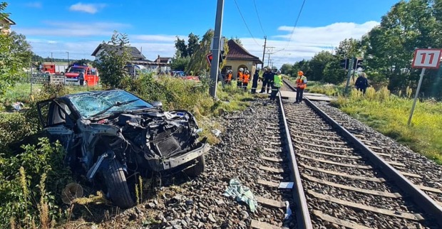 Unfallstelle in Blumau an der Wild, ein Zug hat einen PKW erfasst