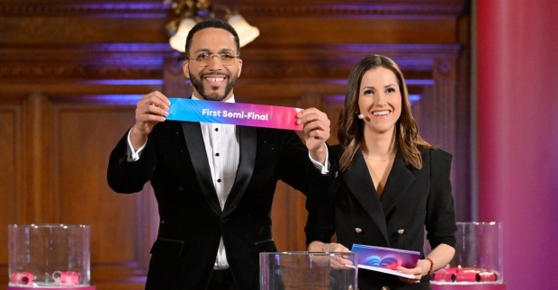 Cesár Sampson und Alexandra Maritza Wachter bei der ESC-Auslosung