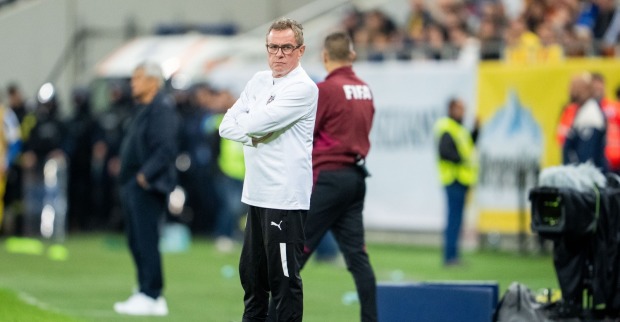 Teamchef Ralf Rangnick während eines WM-Quali Spiels.