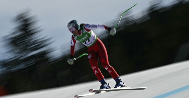 Ricarda Haaser während der Abfahrt von Soldeu, im Super-G am gleichen Ort ist sie schwer gestürzt