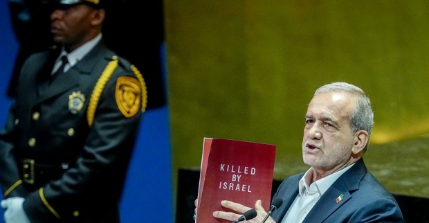 Massud Peseschkian, Teil der neuen Regierung im Iran während einer UN-Sitzung in New York