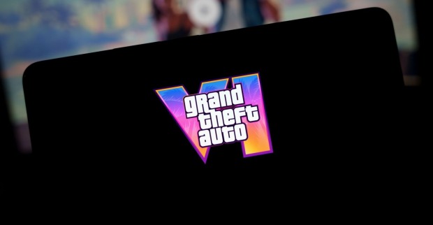 Das offizielle Logo von Grand Theft Auto VI vor einer Skyline im typischen Rockstar-Games-Design.