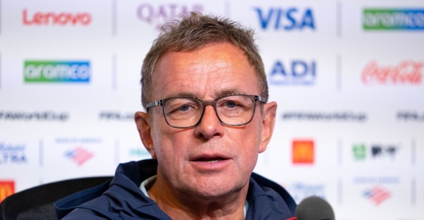 Ralf Rangnick bei der PK vor dem Spiel gegen Jordanien.