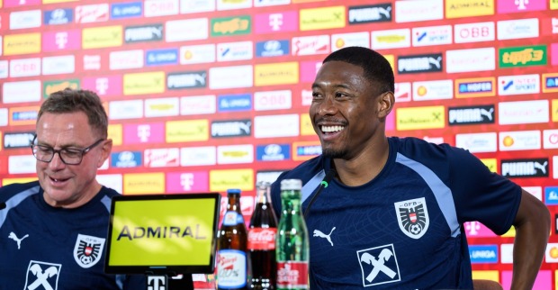 Ralf Rangnick und David Alaba bei der PK vor dem Tunesien-Spiel.