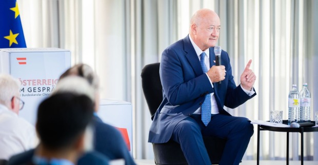 Christian Stocker (ÖVP) am Dienstag, 28. Juli 2026, im Rahmen der Veranstaltungsreihe "Österreich im Gespräch"