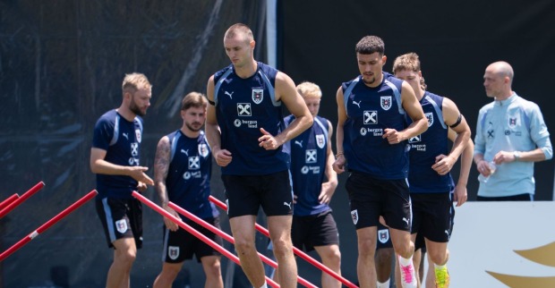 Österreichs Nationalspieler beim Training vor dem WM-Duell gegen Spanien
