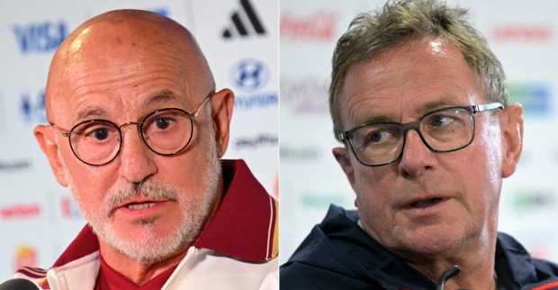 Spanien Trainer Luis de la Fuente und Österreich Trainer vor dem WM-Spiel im direkten Vergleich