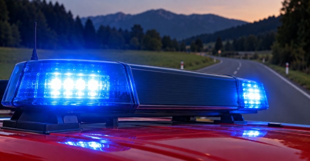 Feuerwehrauto auf einer Landstraße