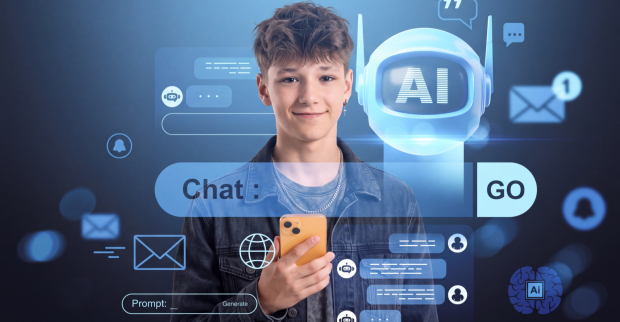 Ein Junge mit einem Smartphone.