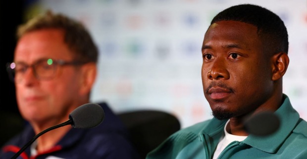 David Alaba und Ralf Rangnick während einer Pressekonferenz des ÖFB-Nationalteams während der WM 2026