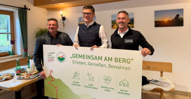 Bei der Pressekonferenz: Landesrat Maximilian Aigner, Kornel Grundner als Sprecher der Besten Österreichischen Sommer-Bergbahnen und Josef Aichhorn, Geschäftsführer der Almenwelt Lofer.