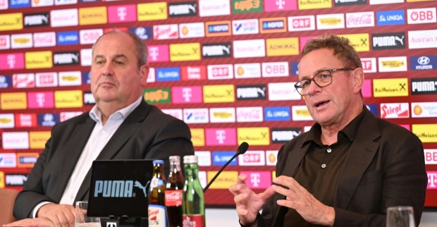 ÖFB-Aufsichtsratschef Josef Pröll und ÖFB-Teamchef Ralf Rangnick am Montag, 14. September 2026, anl. der ÖFB PK Kaderbekanntgabe vor Nations-League-Spielen am ÖFB Campus in Wien