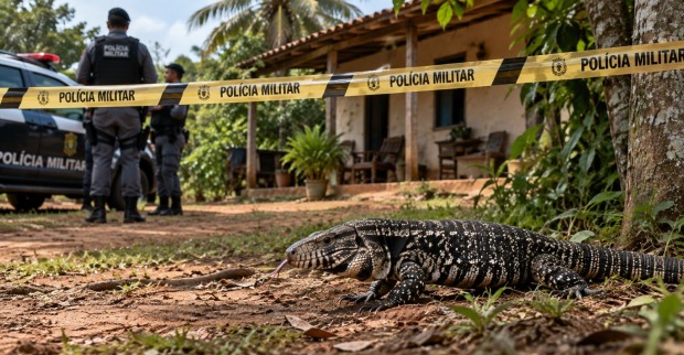 Polizeiband vor einem ländlichen Anwesen in Brasilien