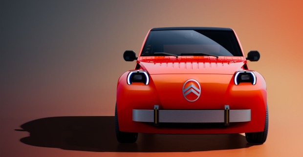 Citroën 2CV Concept in leuchtendem Orange von vorne