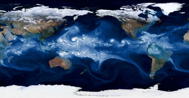 Satellitenbild von Meeresströmung.
