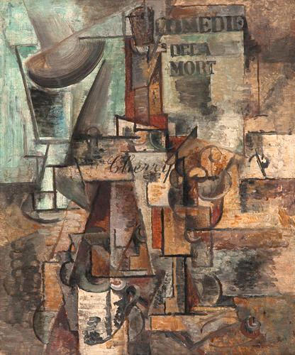 Emil Filla、エミール・フィラ【Cubist Still Life】 Still Life with a book or Still Life with bottle of Cherry