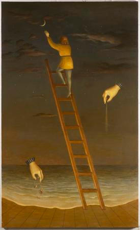 Alchymistický sen / The Alchemist's Dream, 2025
tempera, olej na desce / tempera, oil on board
125 x 75 cm