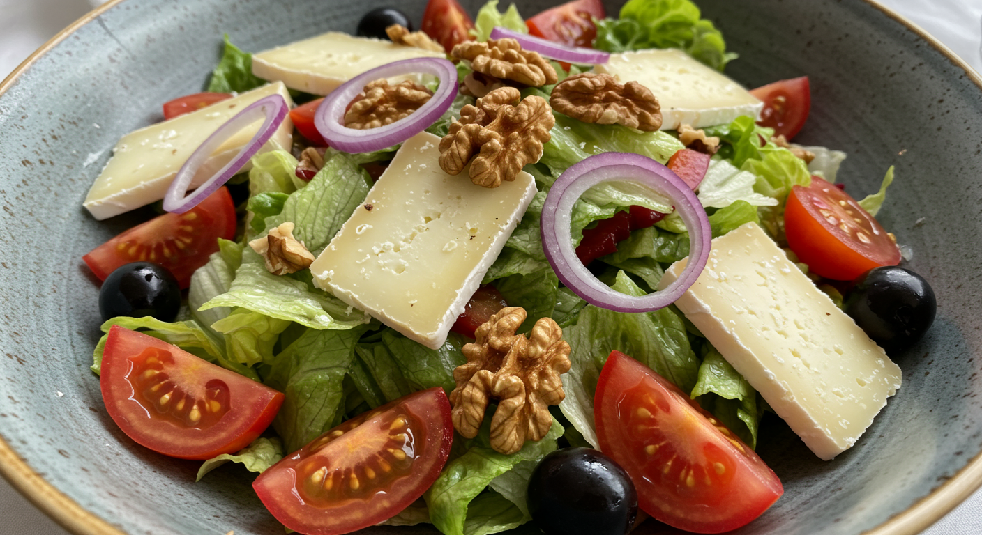 Receta: ensalada fresca con queso y nueces locales