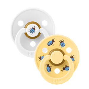 BIBS STUDIO Colour Beetle cumlíky z prírodného kaučuku 2ks - veľkosť 1 white-pale-butter