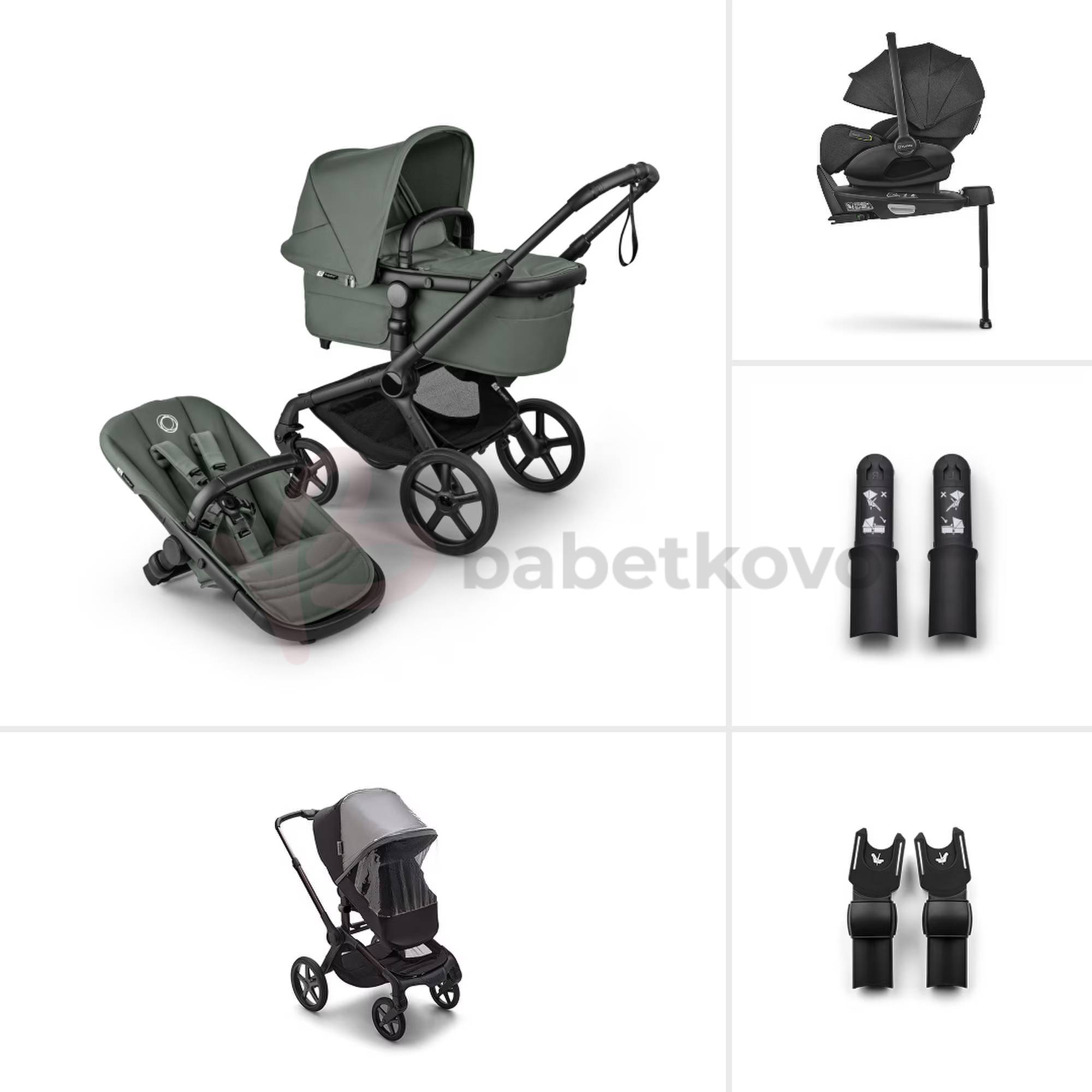 Bugaboo Fox 5 RENEW TRIO BUNDLE Black/Forest Green