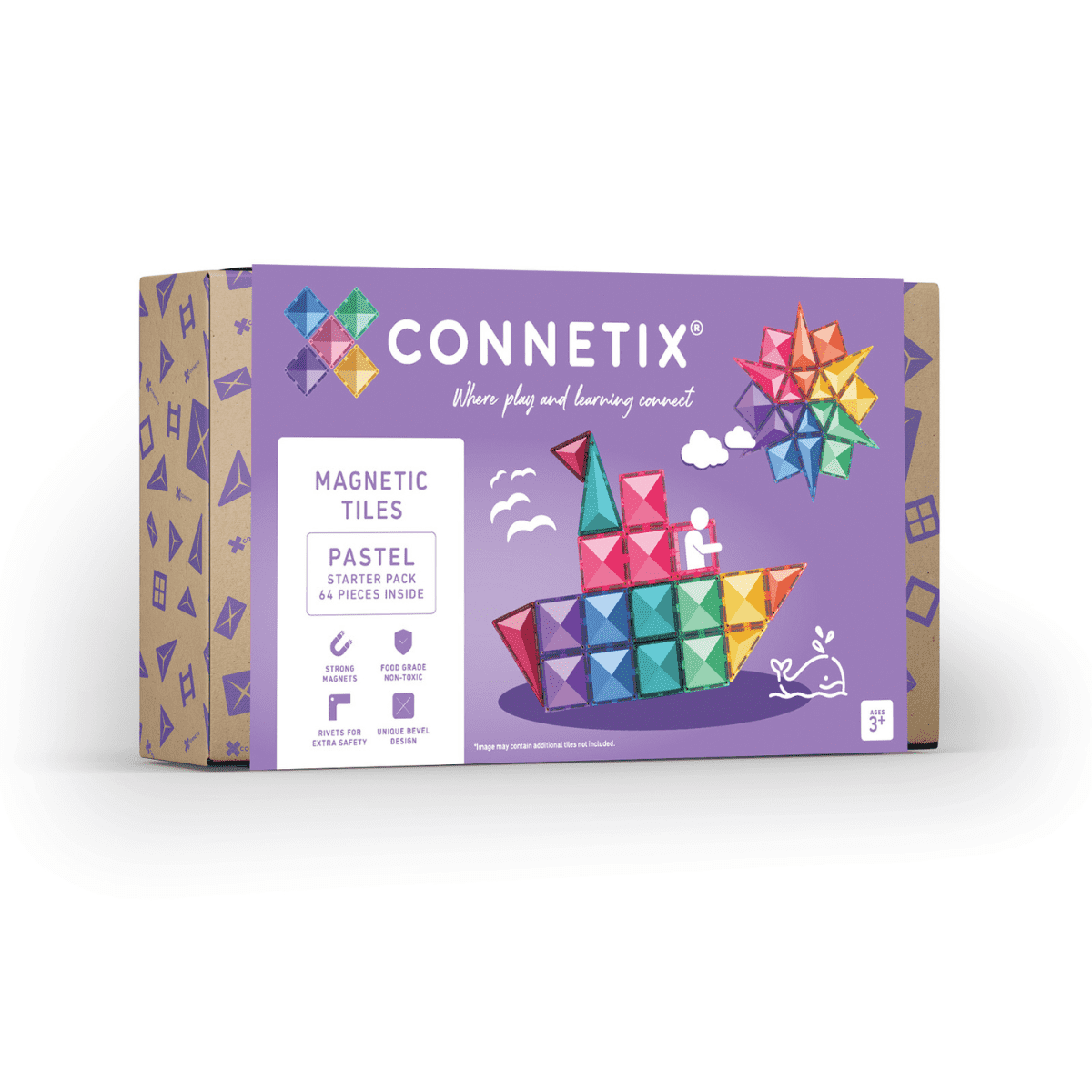 Connetix Magnetická stavebnica - Pastel Starter Pack 64 ks