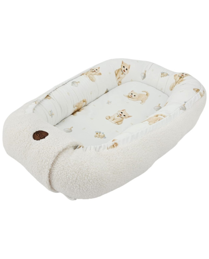EKO Hniezdo pre bábätko Bouclé 85x50xm White cats