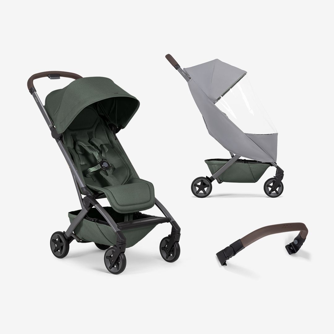Joolz Aer 2 kočík Bundle set s pláštenkou a madlom Forest green