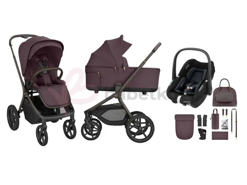 KikkaBoo Kočík 2v1 Goya + autosedačka Maxi-Cosi Pebble S Platinum Merlot