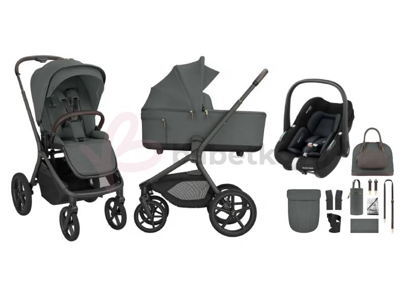 KikkaBoo Kočík 2v1 Goya + autosedačka Maxi-Cosi Pebble S Platinum Olive