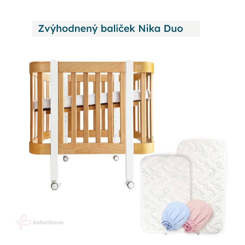 LevinFelin Zvýhodnený balíček Nika Duo Prírodné drevo s bielymi nožičkami