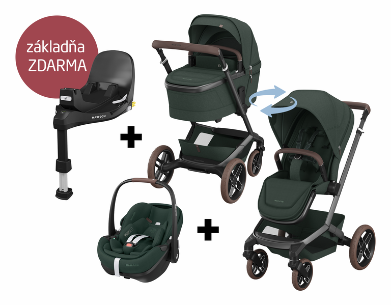Maxi-Cosi Fame Zvýhodnený set Twillic Green + základňa zdarma