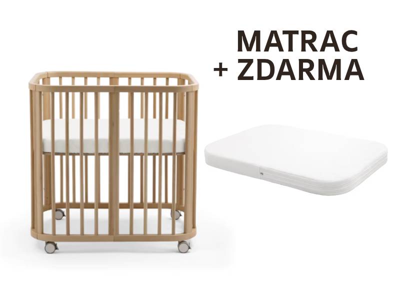 Stokke NIGHTI rastúca postieľka Natural + MINI Matrac zdarma