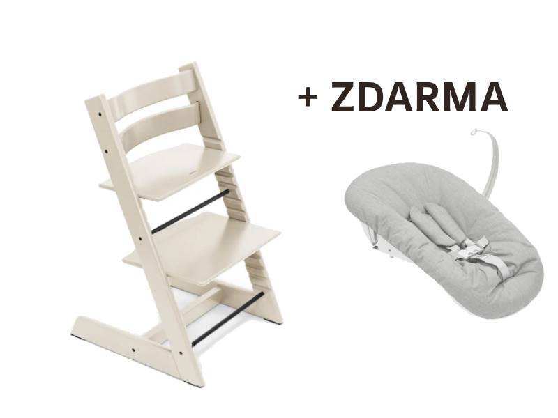 Stolička Stokke Tripp Trapp Classic Collection Vanilla White + newborn set ZDARMA