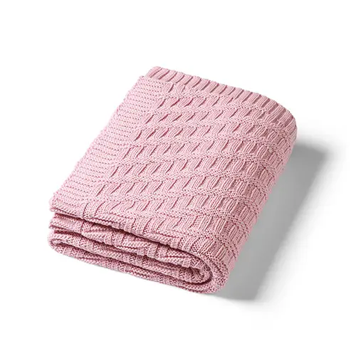 BABYONO Deka z organickej bavlny pletená 75 x 100 cm pink 0m+