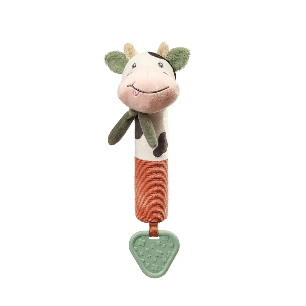 BABYONO Hračka pískacia s hryzačkou Cow Bingo 6m+
