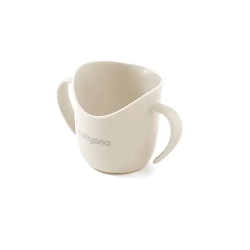 BABYONO Hrnček ergonomický s uškami 120 ml beige 6m+